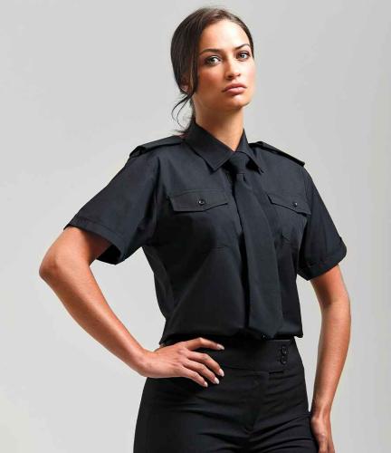 Premier Lds S/S Pilot Shirt - Black - 10